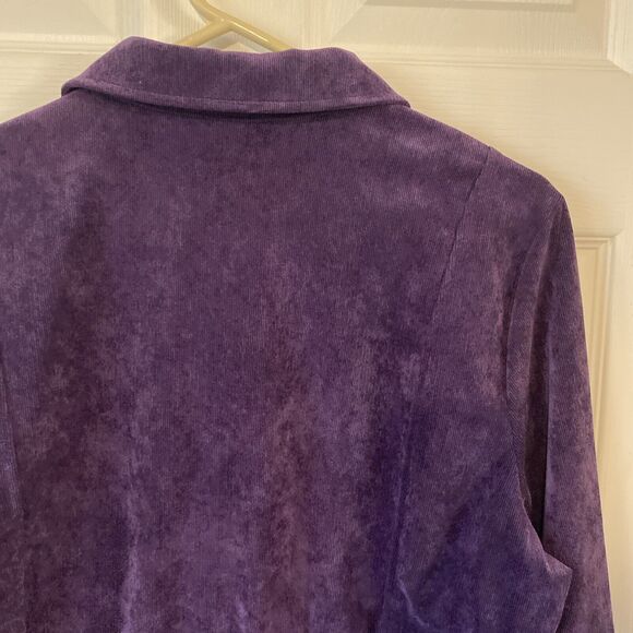 Christopher & Banks Purple Corduroy Zip Up Long Sleeve Shirt Womens Petite Large - Picture 13 of 15